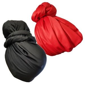 Stretch, Long Black Head Wrap - Turban hair scarf
